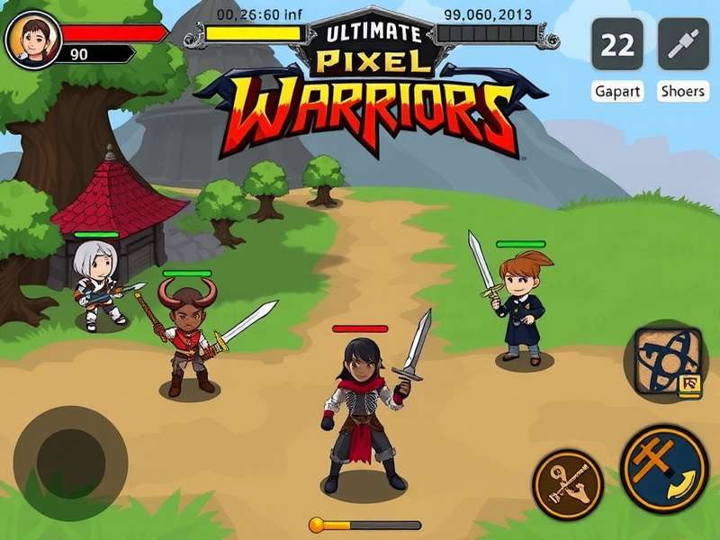 Ultimate Pixel Warriors gameplay screenshot showing character battles